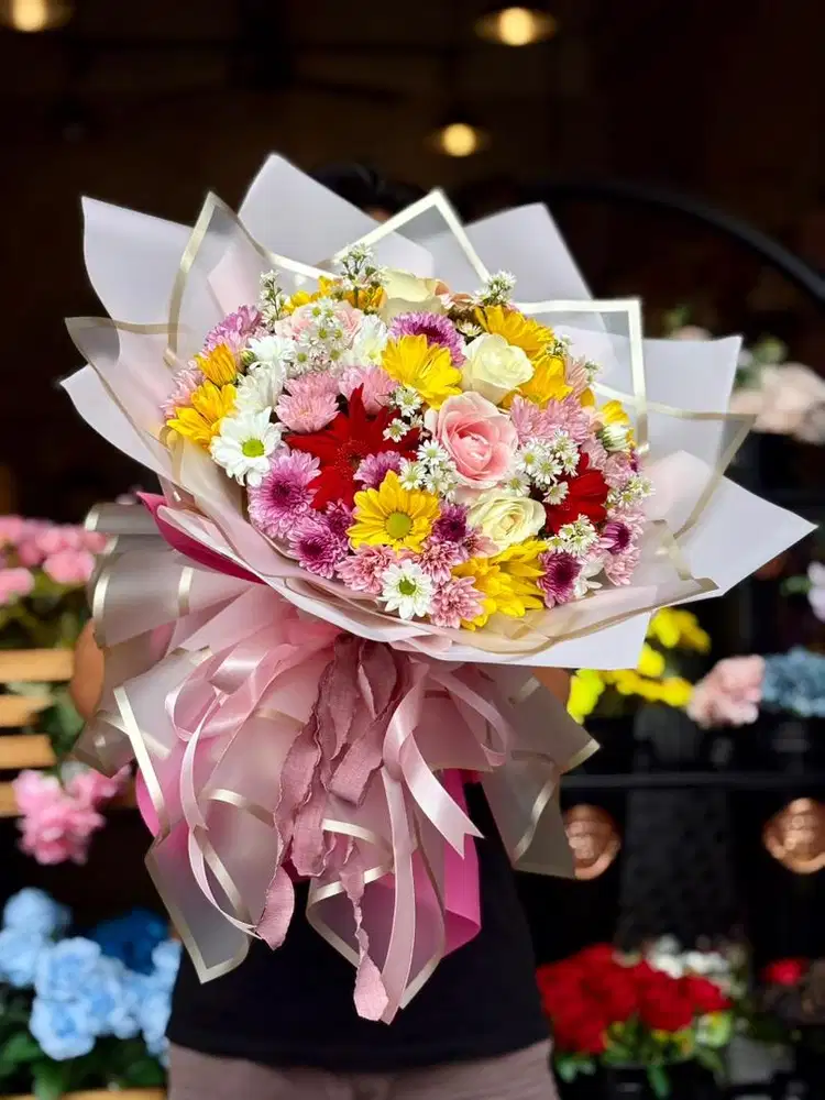 Bucket Buket Bunga Segar Fresh Flower ThumbelinaKado Hadiah Valentine