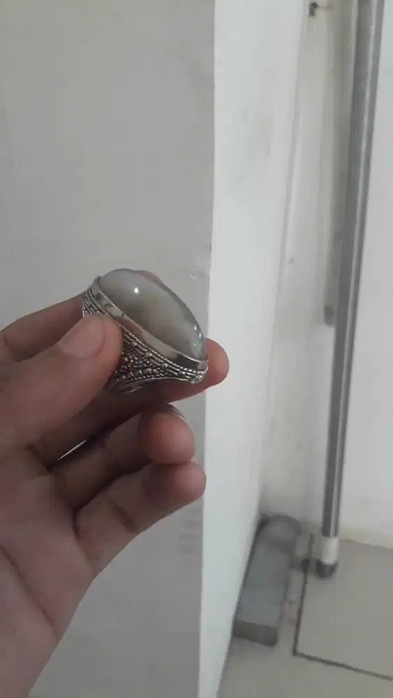 Batu cincin akik pandan lumut bahan ukuran ring 8