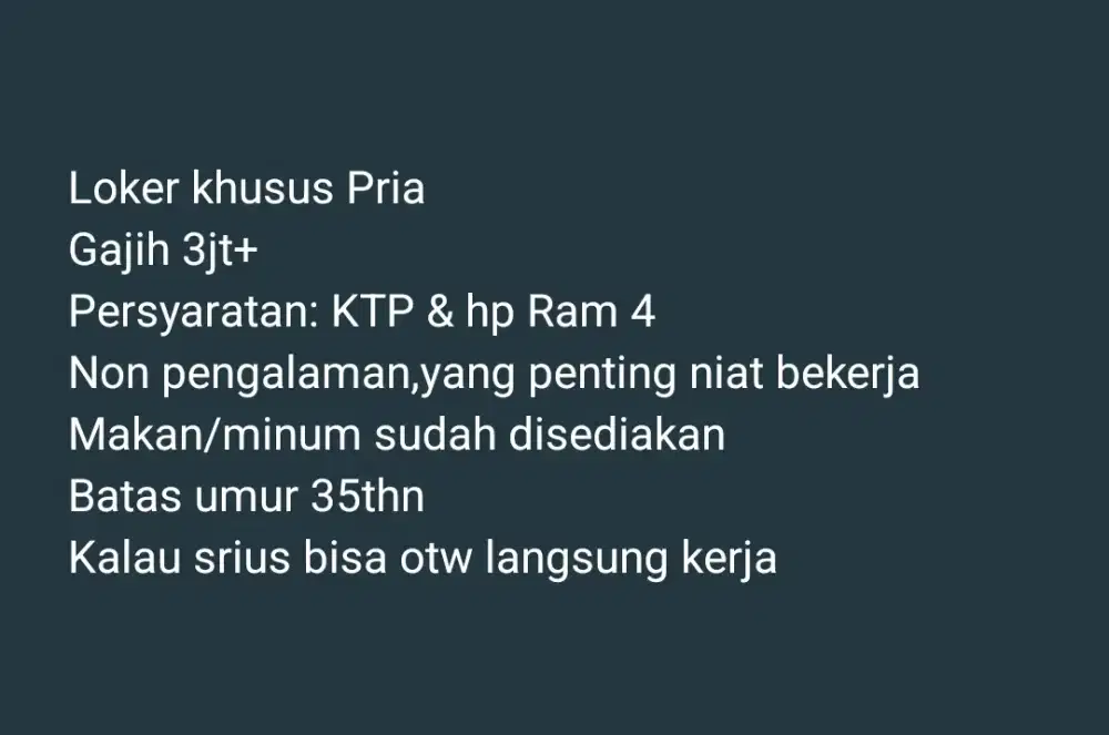 Pekerjaan khusus pria/cowok