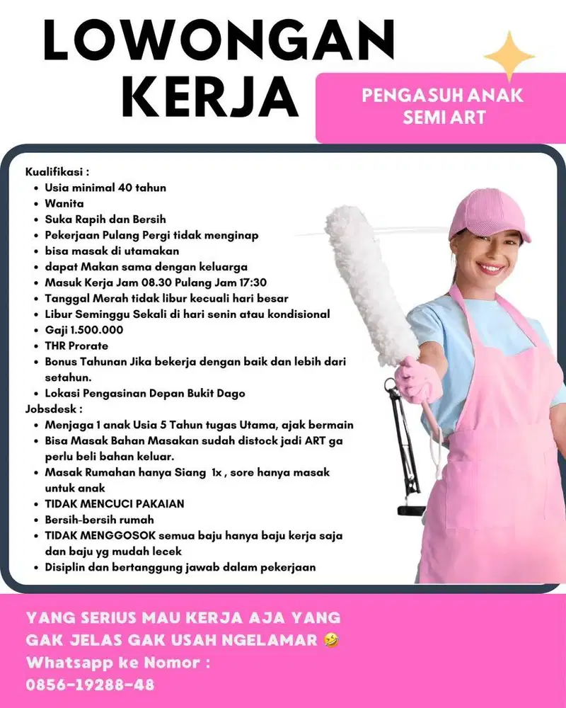 LOWONGAN KERJA PENGASUH ANAK SEMI ART