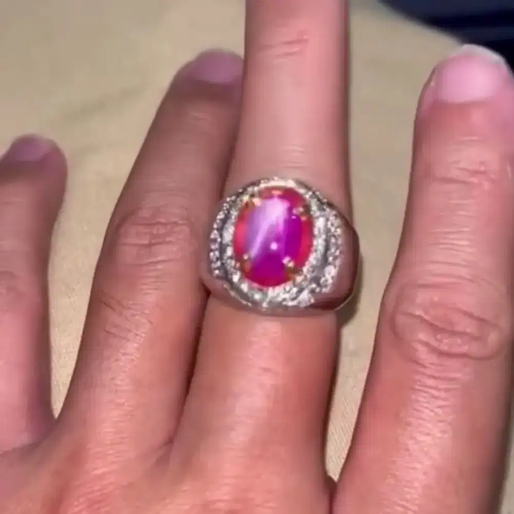 Star Ruby Burma Mogok Ring Emas Berlian