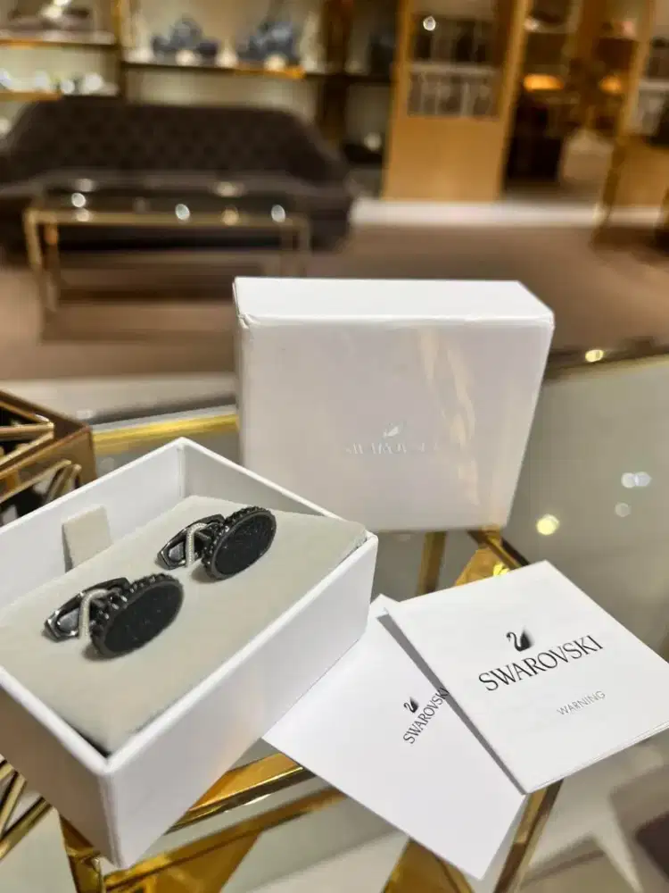 Swarovski Cufflinks Gun Metal Plating Jet/Black