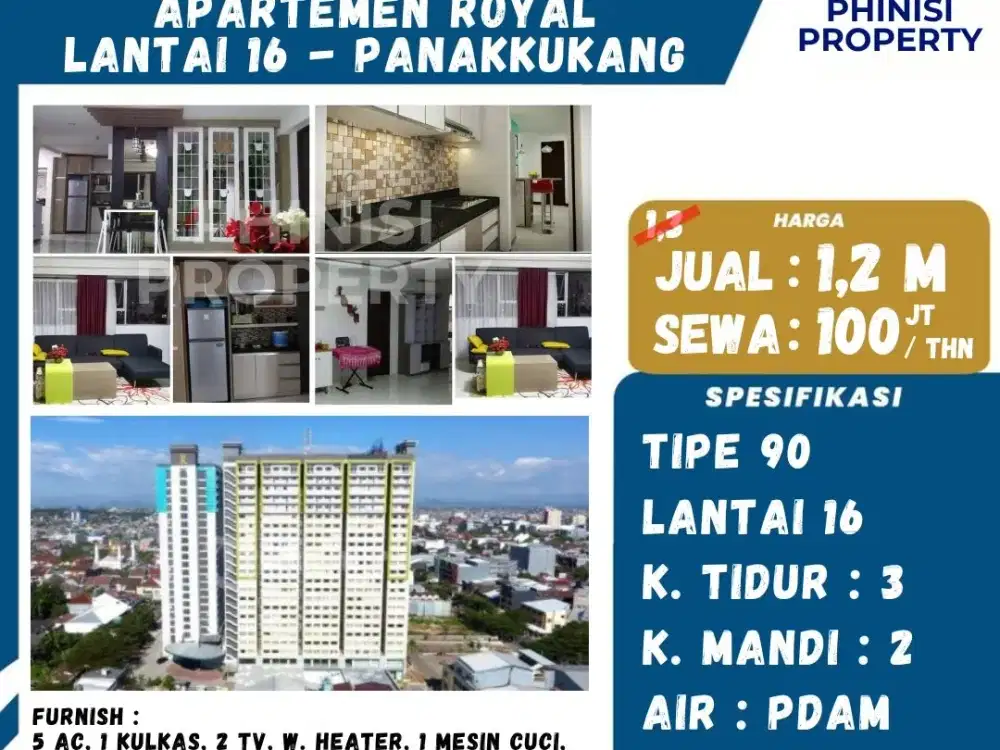 Dijual Apartemen Royal Panakkukang 3 Bedroom