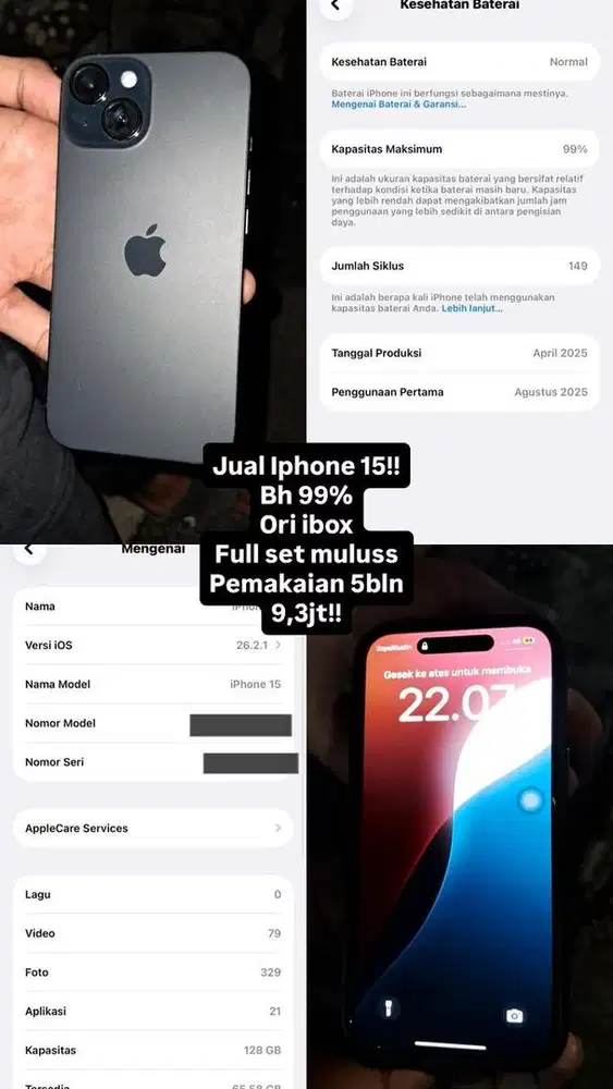 Jual hp iphone 15