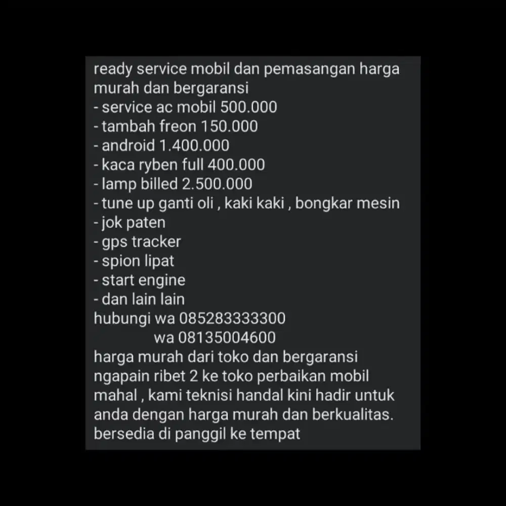 teknisi handal & bertanggung jawab