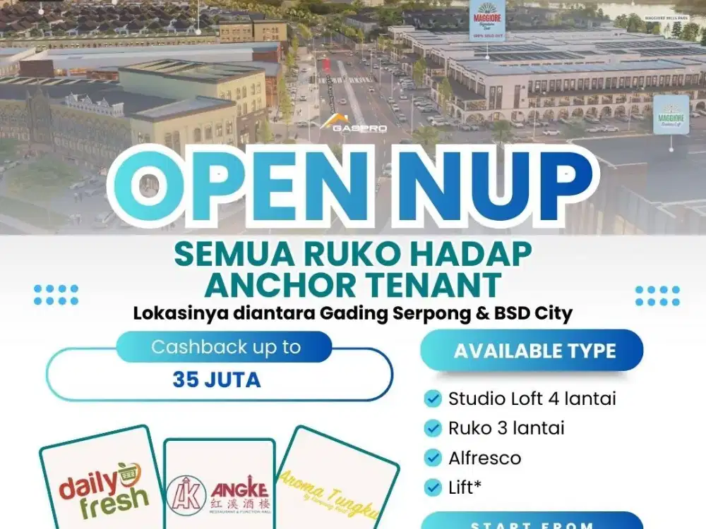 MAGGIORE SIGNATURE WEST! RUKO & STUDIO LOFT OVERDEMAND!  3,4MAN NUP YUK SKRG