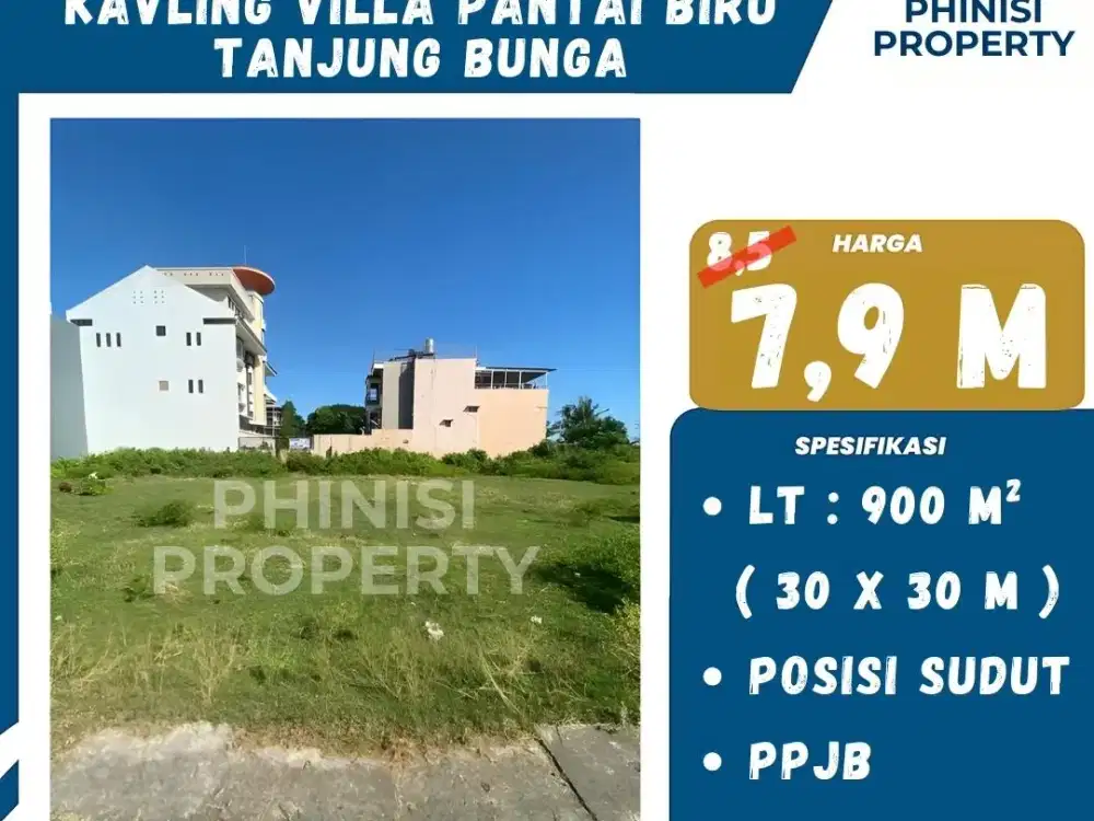 DIJUAL Tanah Kavling Luas Villa Pantai Biru Tanjung Bunga