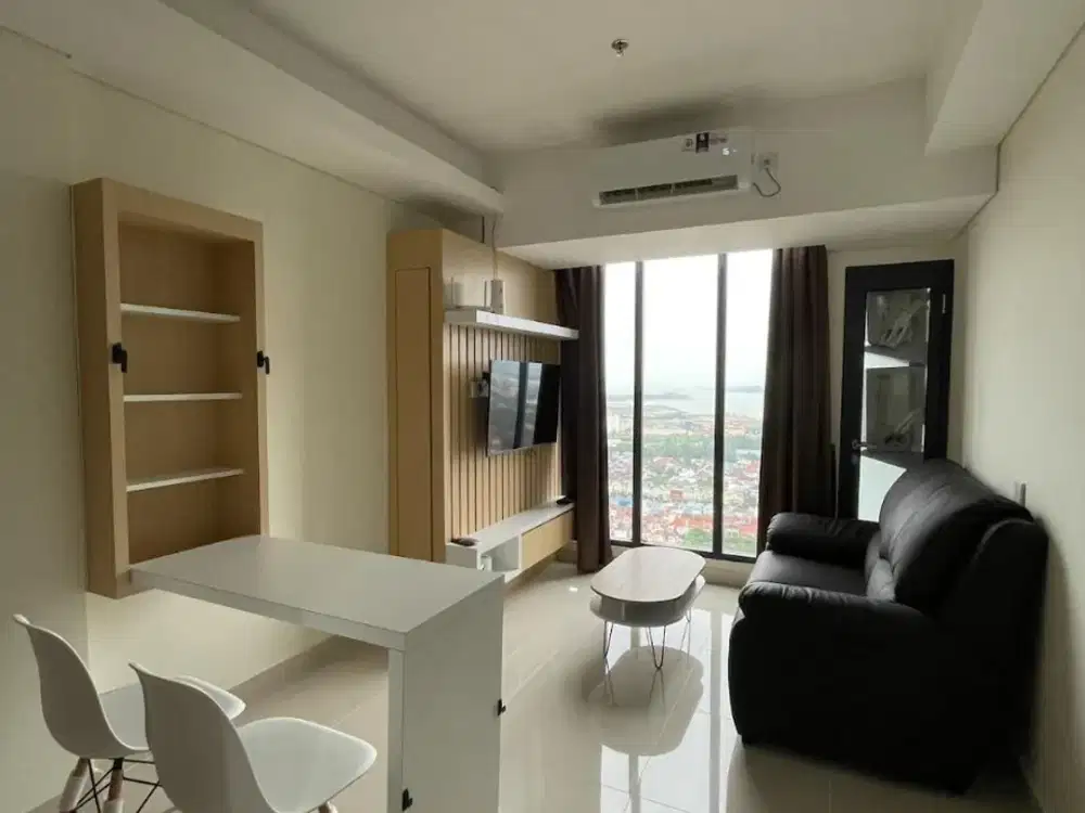 Jual Full Furnish Apartemen 1 Bed Pollux Habibie Batam Center Seaview Cantik