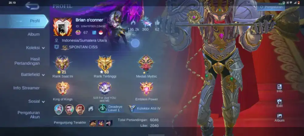 Dijual akun mobile legends