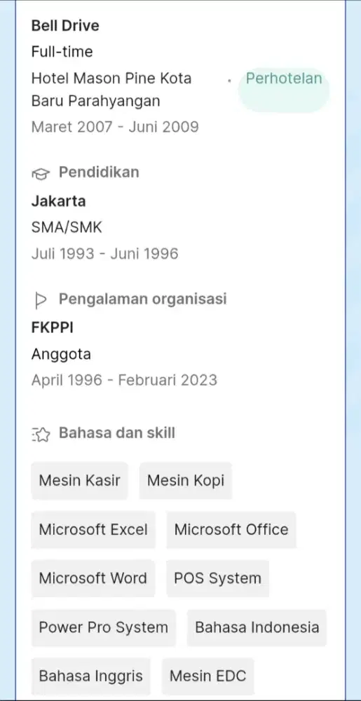 Cari kerja Supir Pribadi