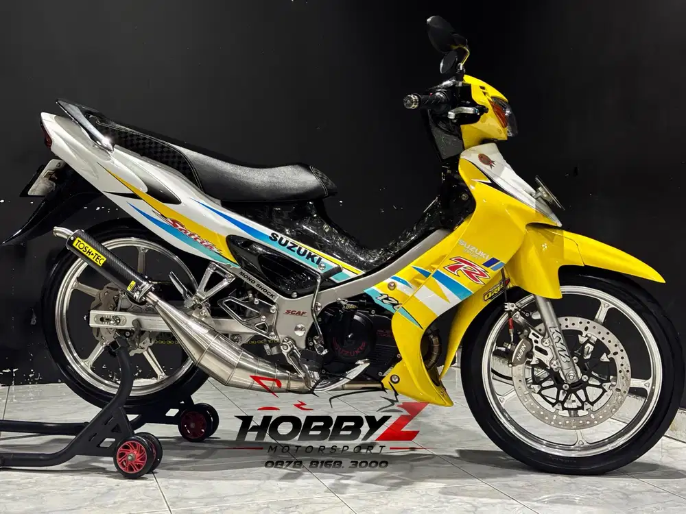 Suzuki satria Hiu 120-R Lscm modif 2004 asli kuning putih,istimewa