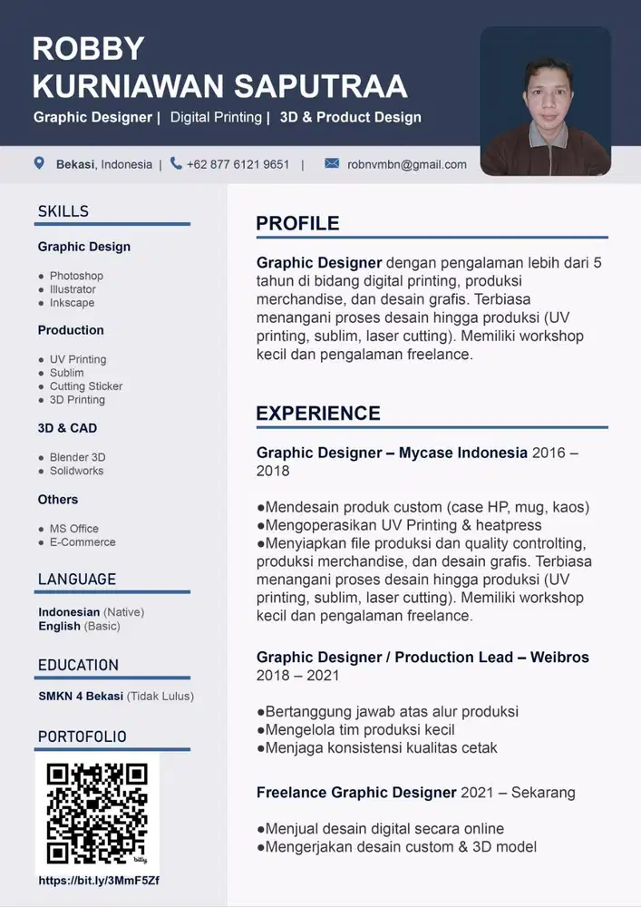 Saya mencari pekerjaan | Graphic Designer + Produksi