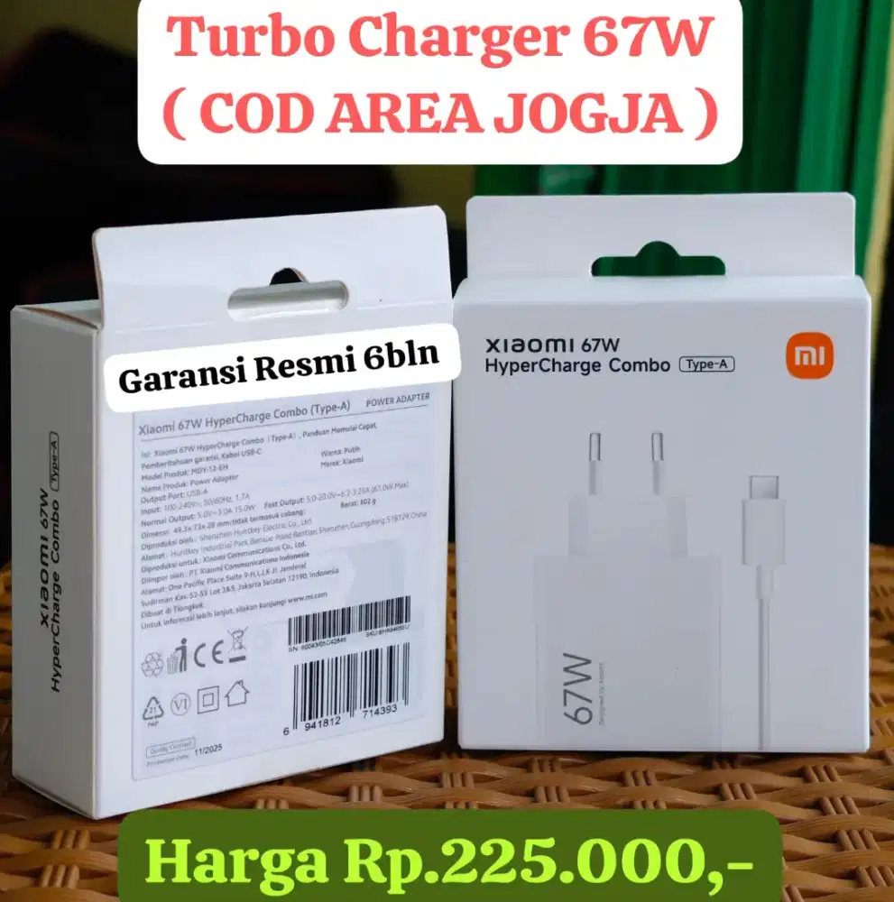 Charger Original Xioami 67watt Turbo Charge ( GARANSI RESMI 6bln )