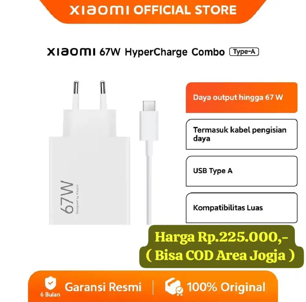 Charger Original Xioami 67watt Turbo Charger ( GRATIS ONGKIR )