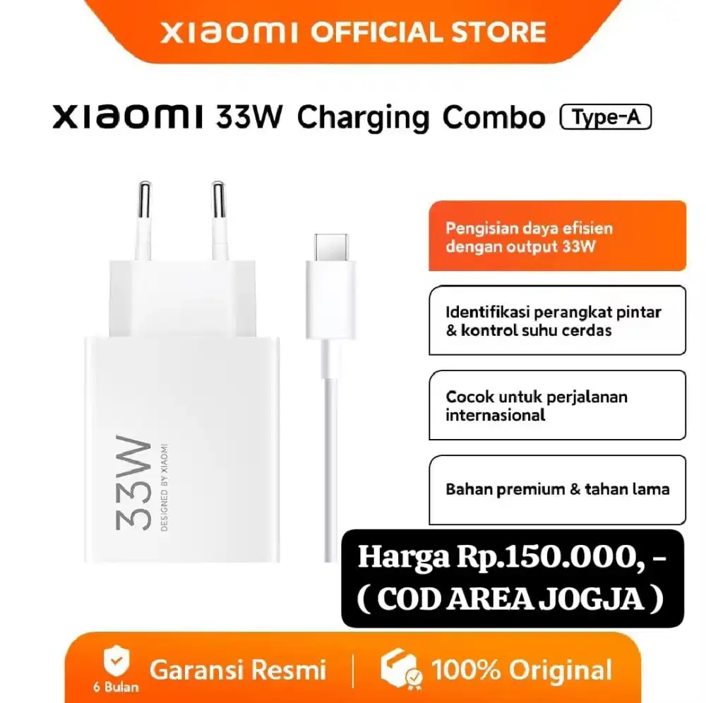 Charger Original Xioami 33W Turbo Charger ( FREE ONGKIR )