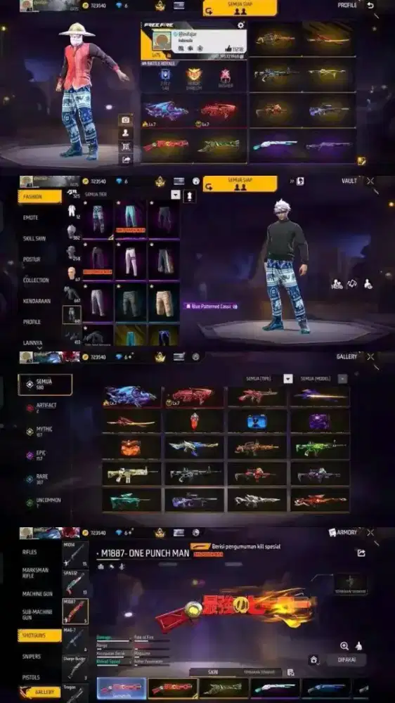 Jual akun ff aman dan terpercaya 100% buka 24jam di jamin murah