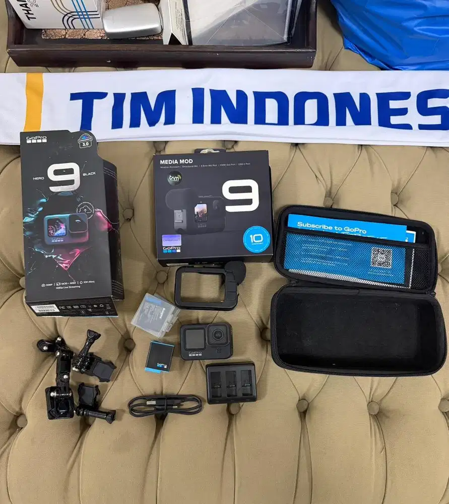 GoPro Hero 9 Black Second Mulus + Media Mod + 3 Baterai + Box Lengkap