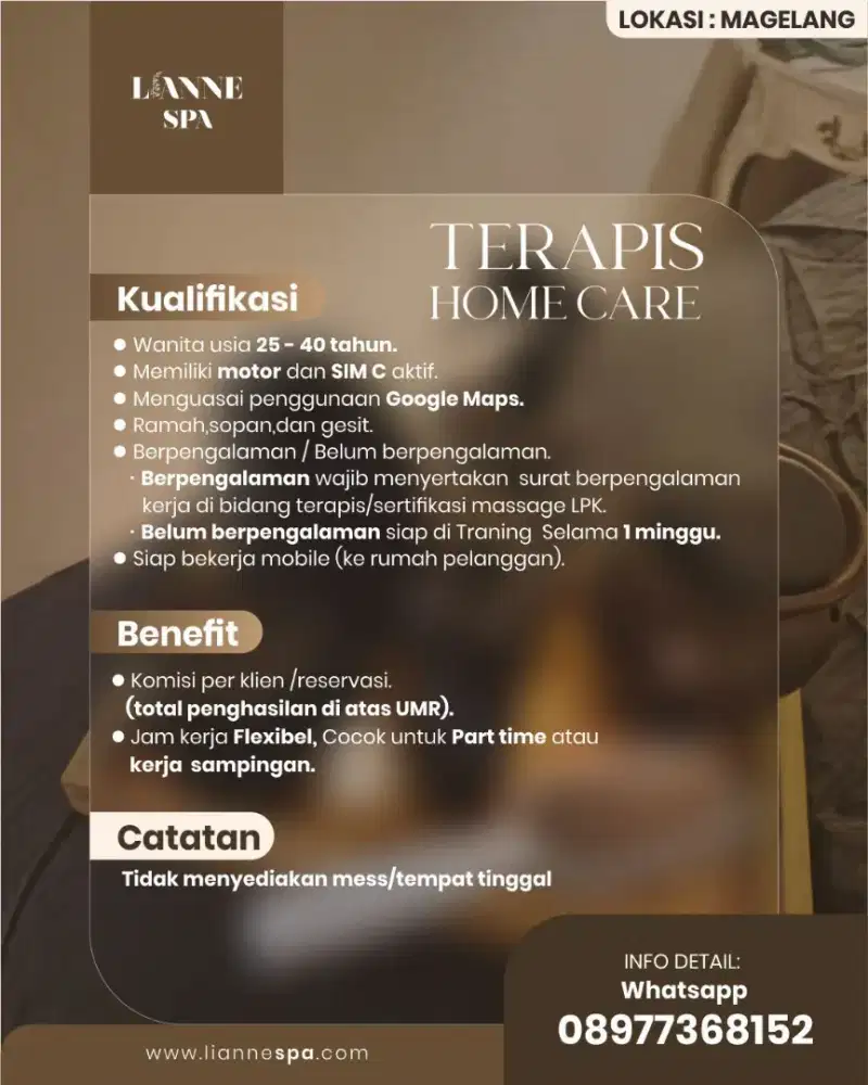 Dibutuhkan Terapis Home spa