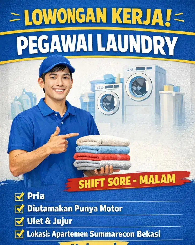 Dibutuhkan pegawai laundry