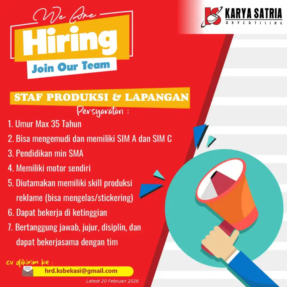 Dibutuhkan Staf Lapangan