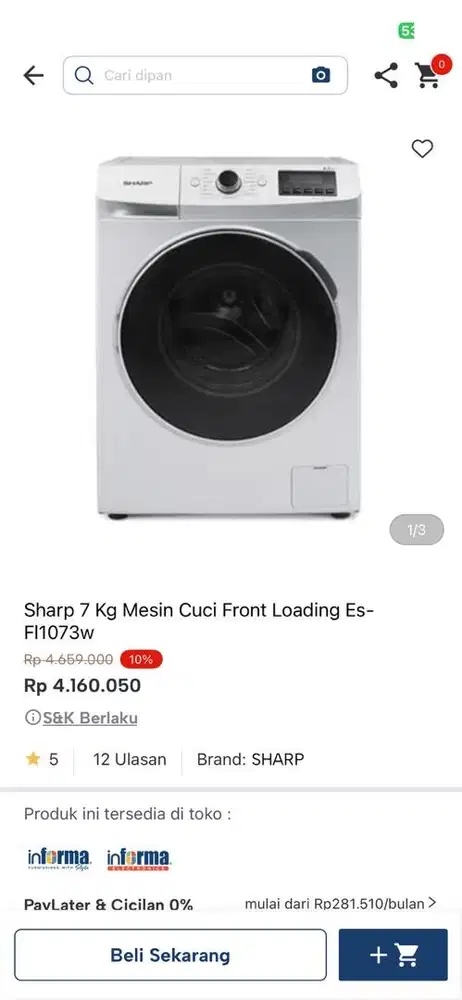 mesin cuci front loading