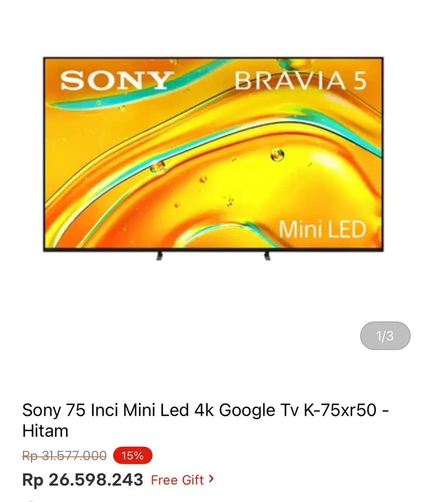 SONY GOOGLE TV MINI LED 75inci
