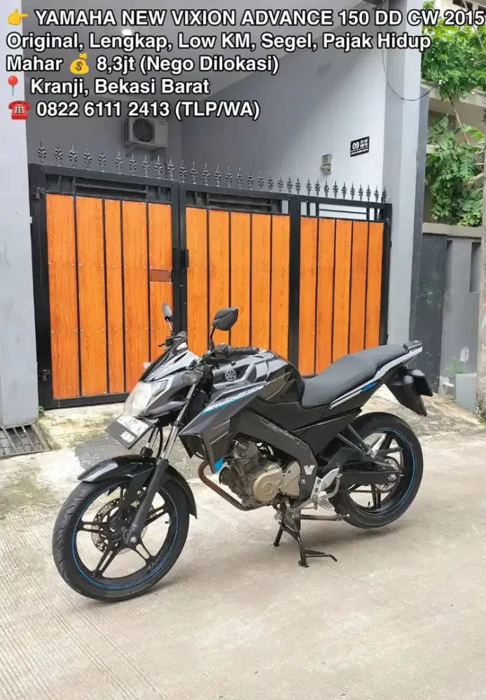 Yamaha New Vixion Advance 150 DD CW 2015 Ors Segel Low KM Pajak On