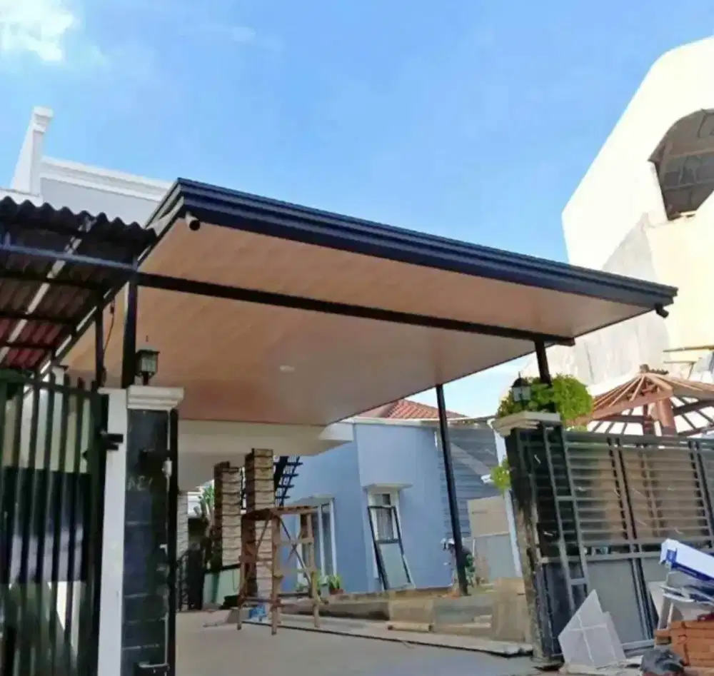 Kanopi alderon single layer+plafon pvc list profil talang air