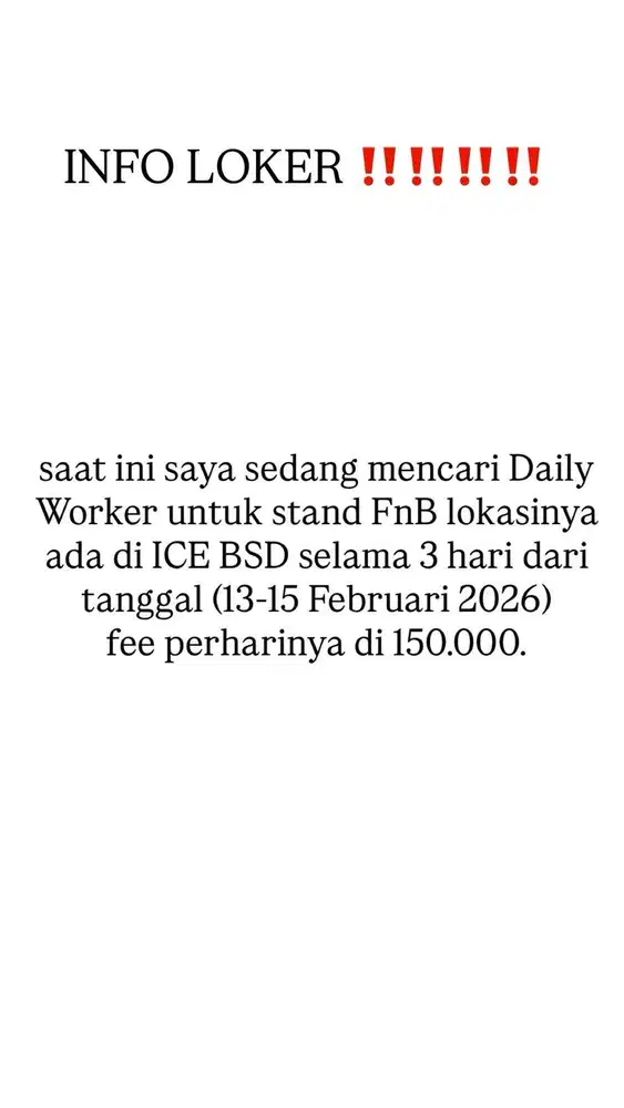 LOWONGAN KERJA DAILY WORKER