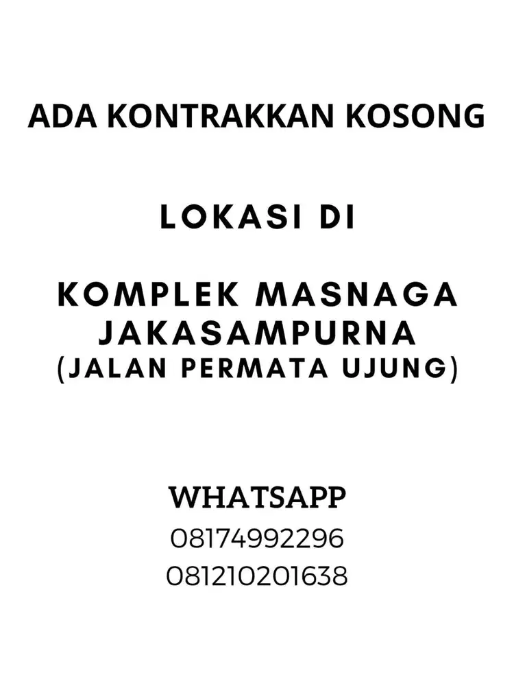 DISEWAKAN KONTRAKKAN MURAH DEKAT STASIUN LRT CIKUNIR 2