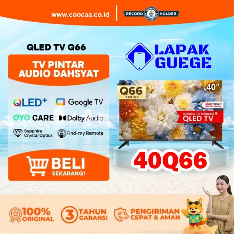 COOCAA TV 40  40Q66 2K QLED Google TV DIGITAL DVBT2 youtube playstore