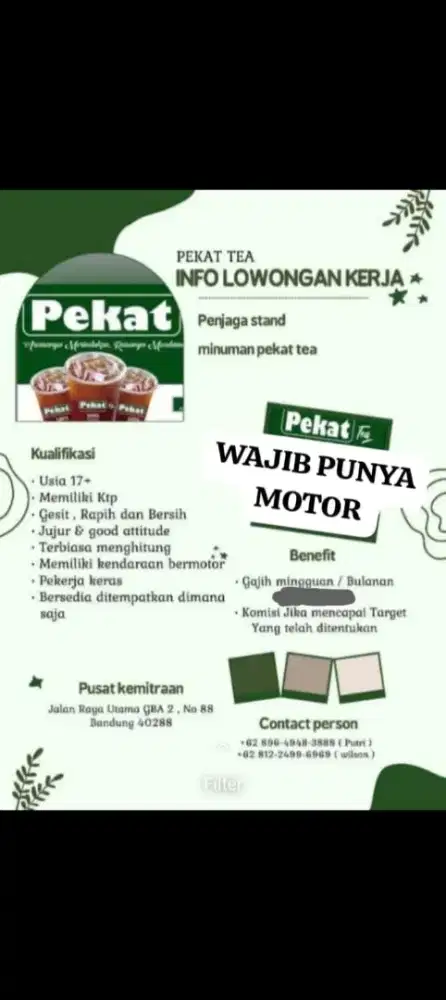 Di cari yang butuh kerje cewe cowo