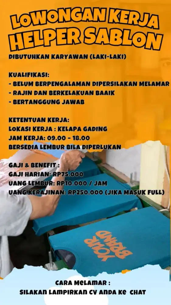 Lowongan Helper Sablon Kaos