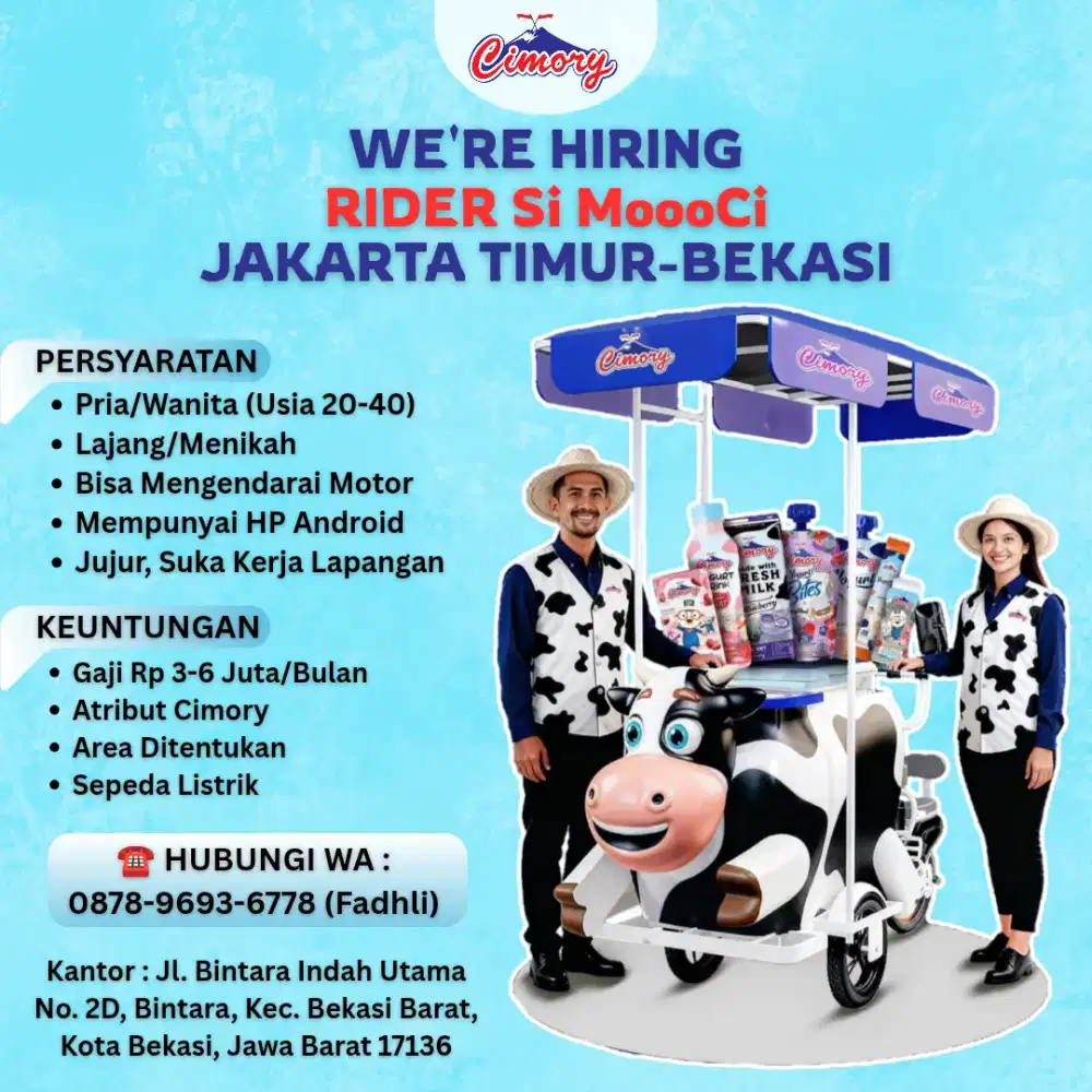 Lowongan Kerja Cimory - Jakarta Timur & Bekasi Barat
