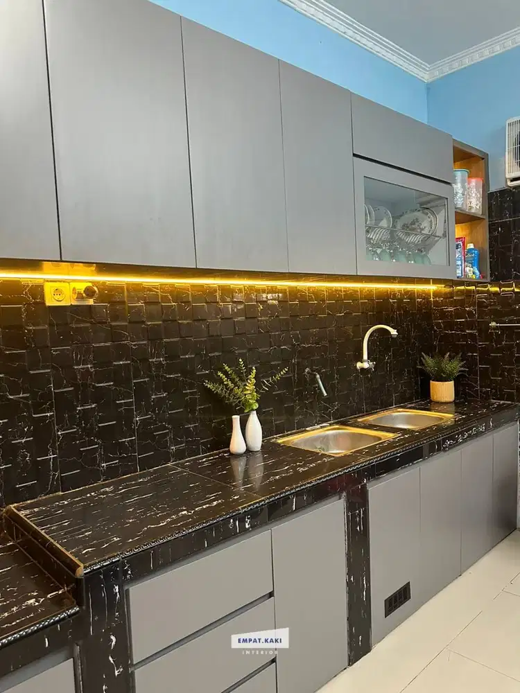 Kitchen Set (Custom) Modern Dark Marble | Box Atas