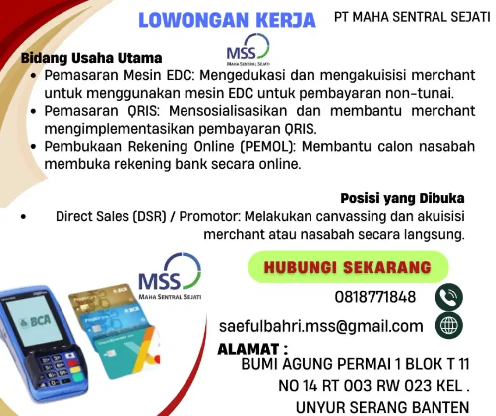 *Di butukan marketing MSS*