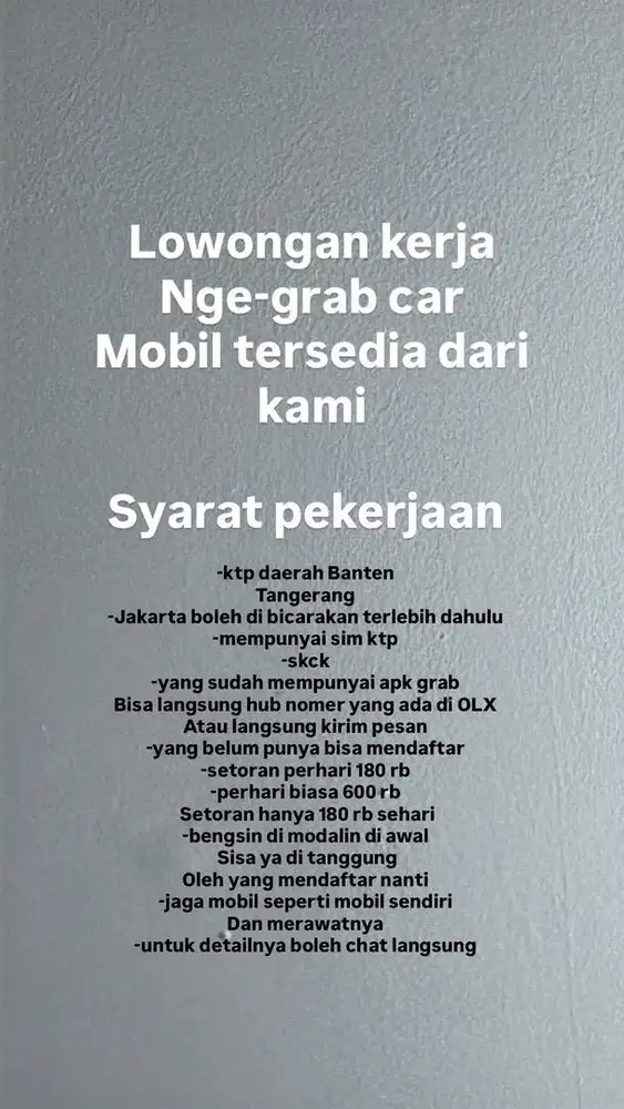 Supir grab rental mobil