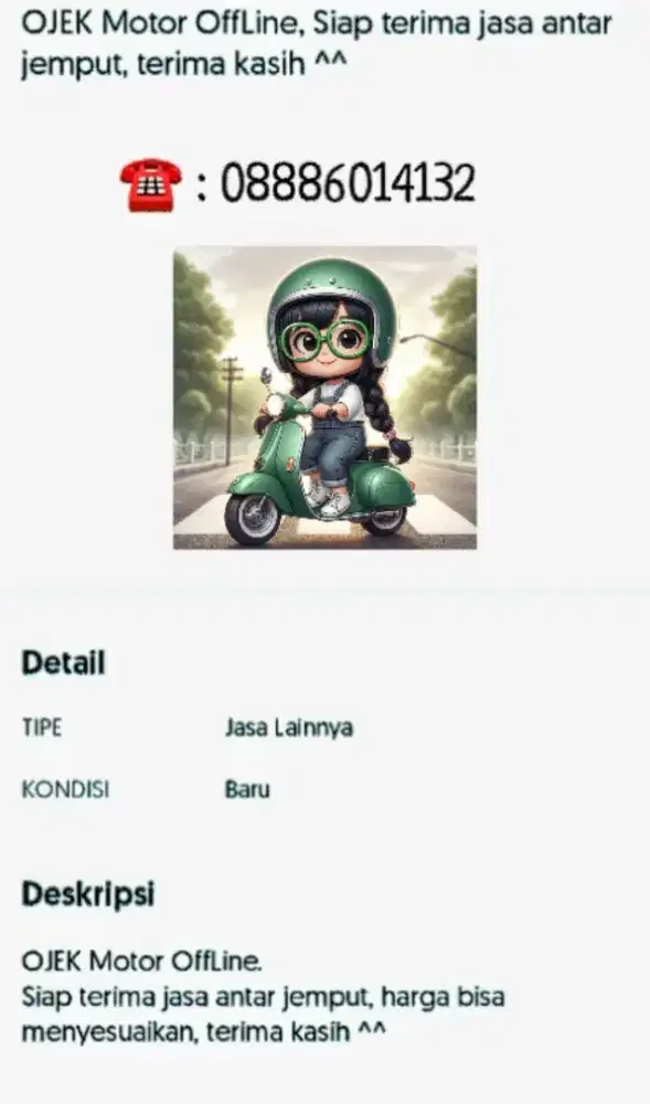 OJEK Motor OffLine, Siap terima jasa antar jemput, terima kasih ^^