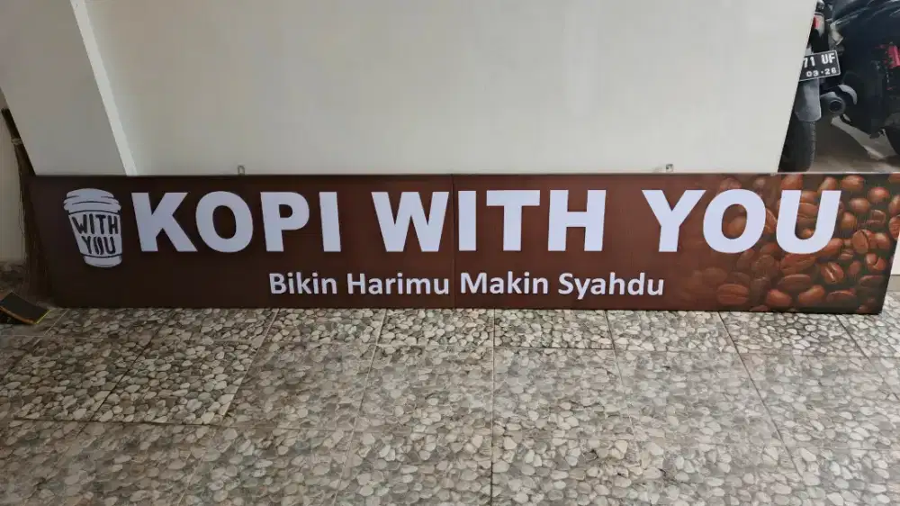 Plangkan papan nama coffeeshop murah pigura kayu banner mmt kuliner