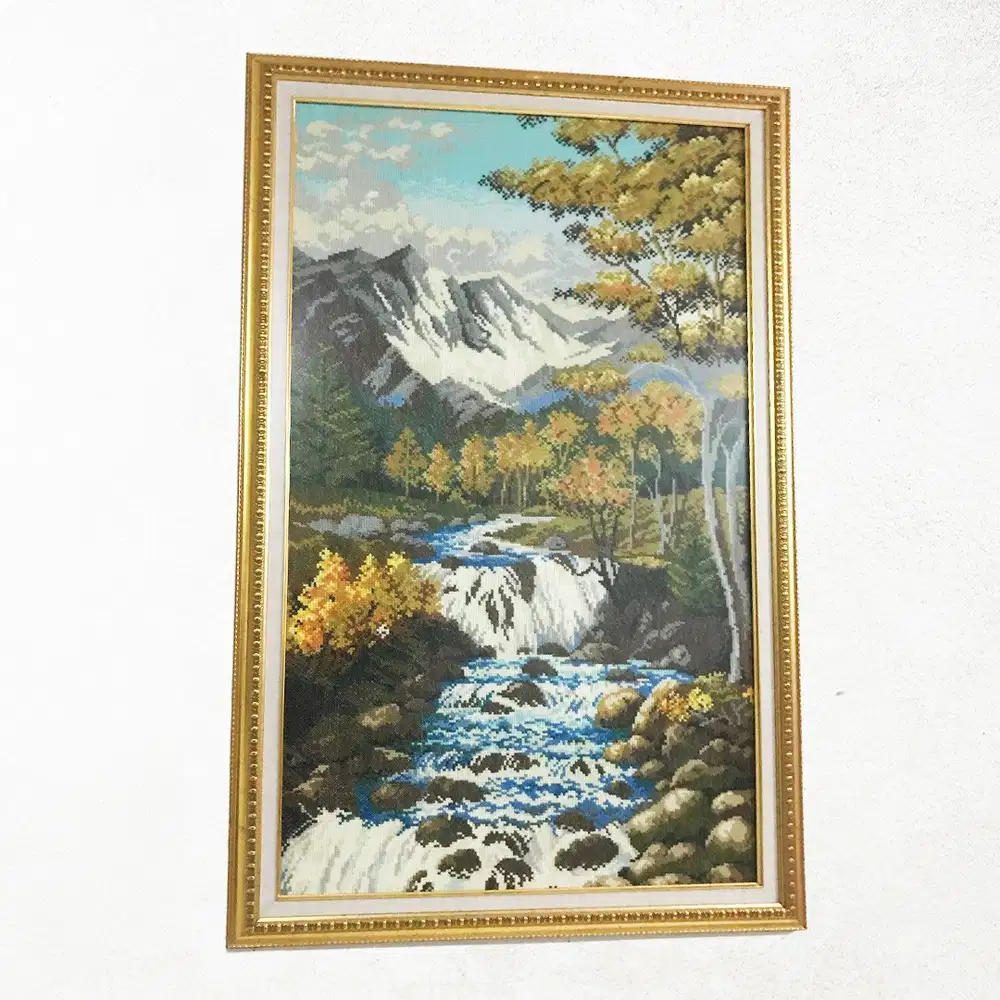 LUKISAN BENANG STRIMIN AIR TERJUN KUDA TEMBOK BESAR CINA TAMAN LAUT