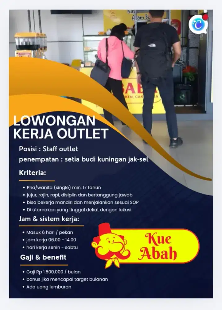 Staff outlet, di utamakan wanita dan dekat dengan lokasi