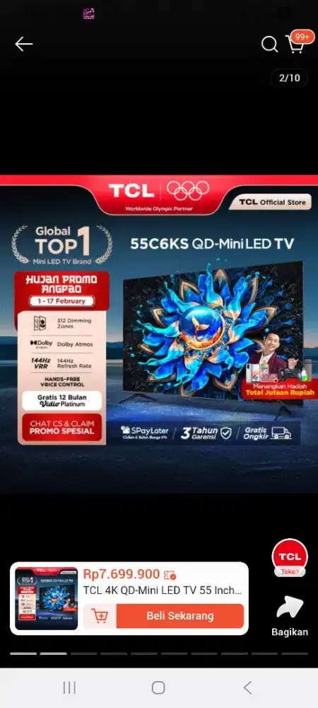 Tv Tcl 55 inch C6KS MiniLed