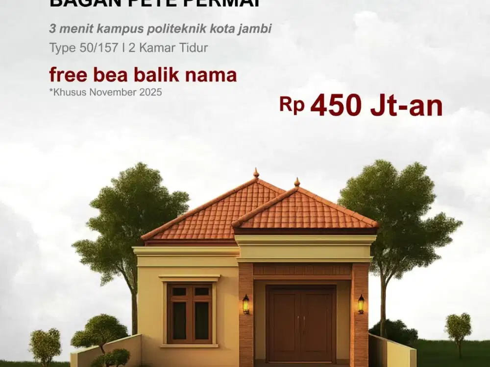 Rumah Bagan Pete Kota Jambi Type 50/155