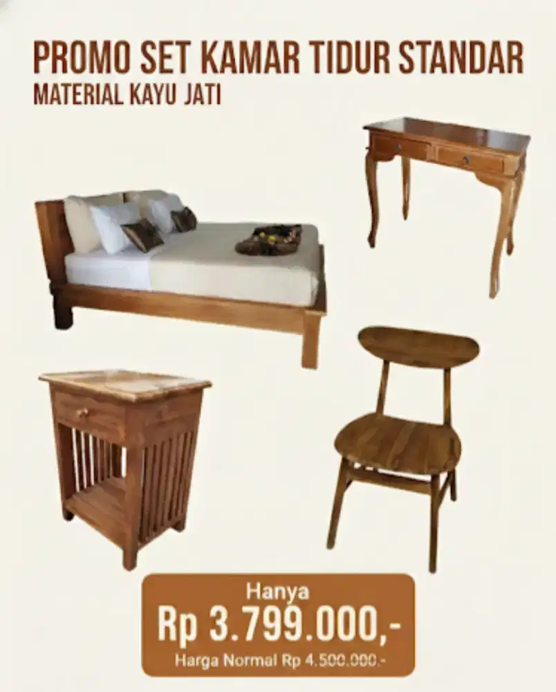 Paket standart set kamar furniture jati