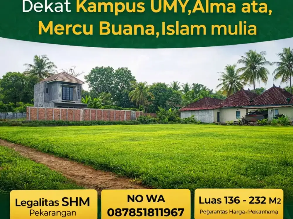 Tanah SHM Pekarangan Area Gamping Siap Balik Nama