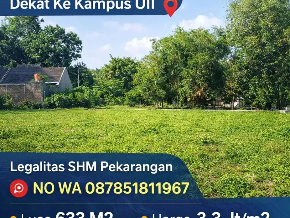 Tanah Jogja Kost Area Kampus UII Kaliurang SHM Pekarangan