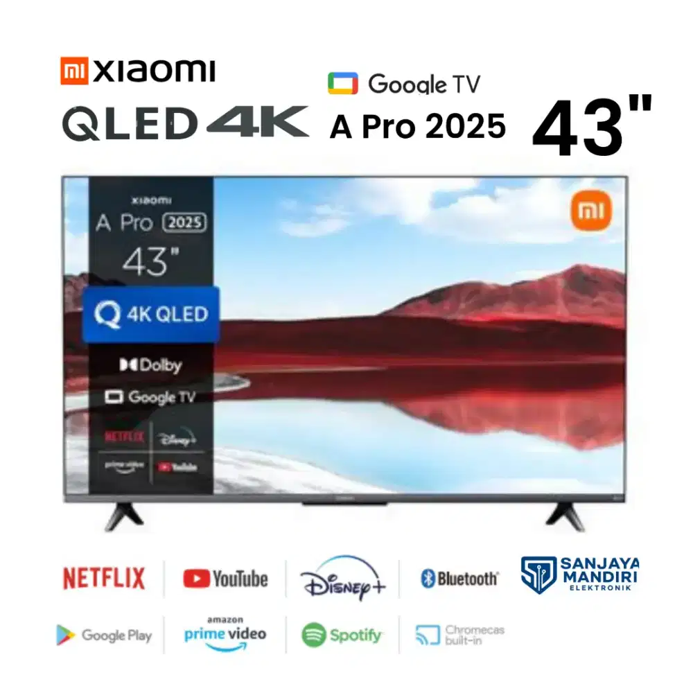 Xiaomi Google TV A Pro 43 2025 Layar QLED 4K UHD Dolby DTS Audio Smart