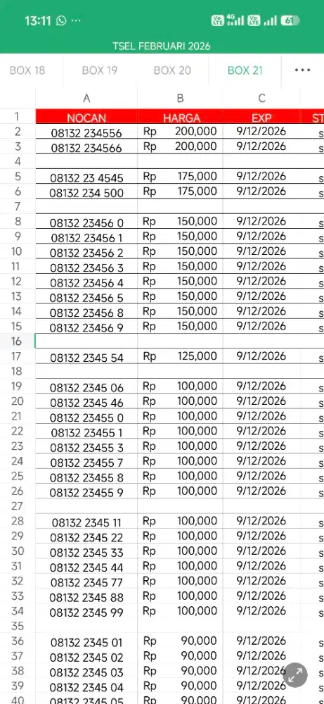 Nomor cantik Telkomsel seri urut naik