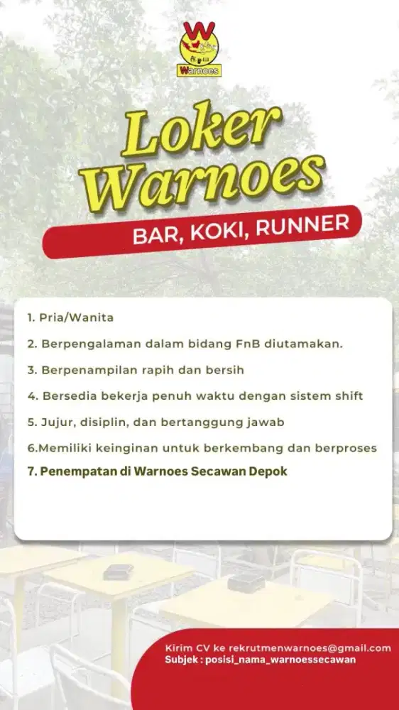 Lowongan kerja warnoes Barista juga