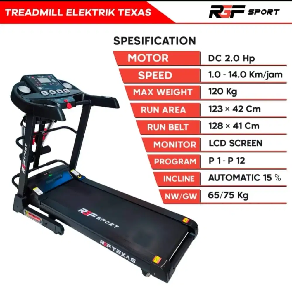 TREADMILL ELEKTRIK RGF TEXAS